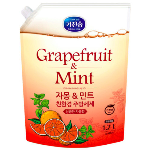 Засіб для миття посуду, овочів та фруктів Kitchen Soap Grapefruit & Mint, 1.2 л (дойпак)